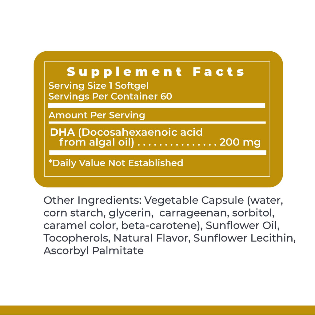 Premier Research Labs Premier DHA - Vegan DHA with Omega 3 Fatty Acids, Algae Based DHA for Women & Men, Natural DHA Supplement Suitable for Vegans- 60 Vegetarian Softgel Capsules - TrustMedUSA