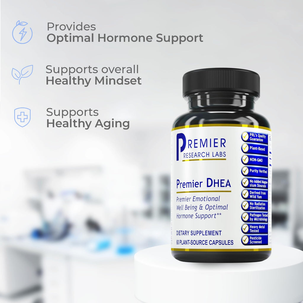 Premier Research Labs Premier DHEA - DHEA Supplement for Women & Men, Pure DHEA 25mg, Hormone Support for Healthy Aging, Wild Yam DHEA, Vegan Friendly - 60 Vegetarian Capsules - TrustMedUSA