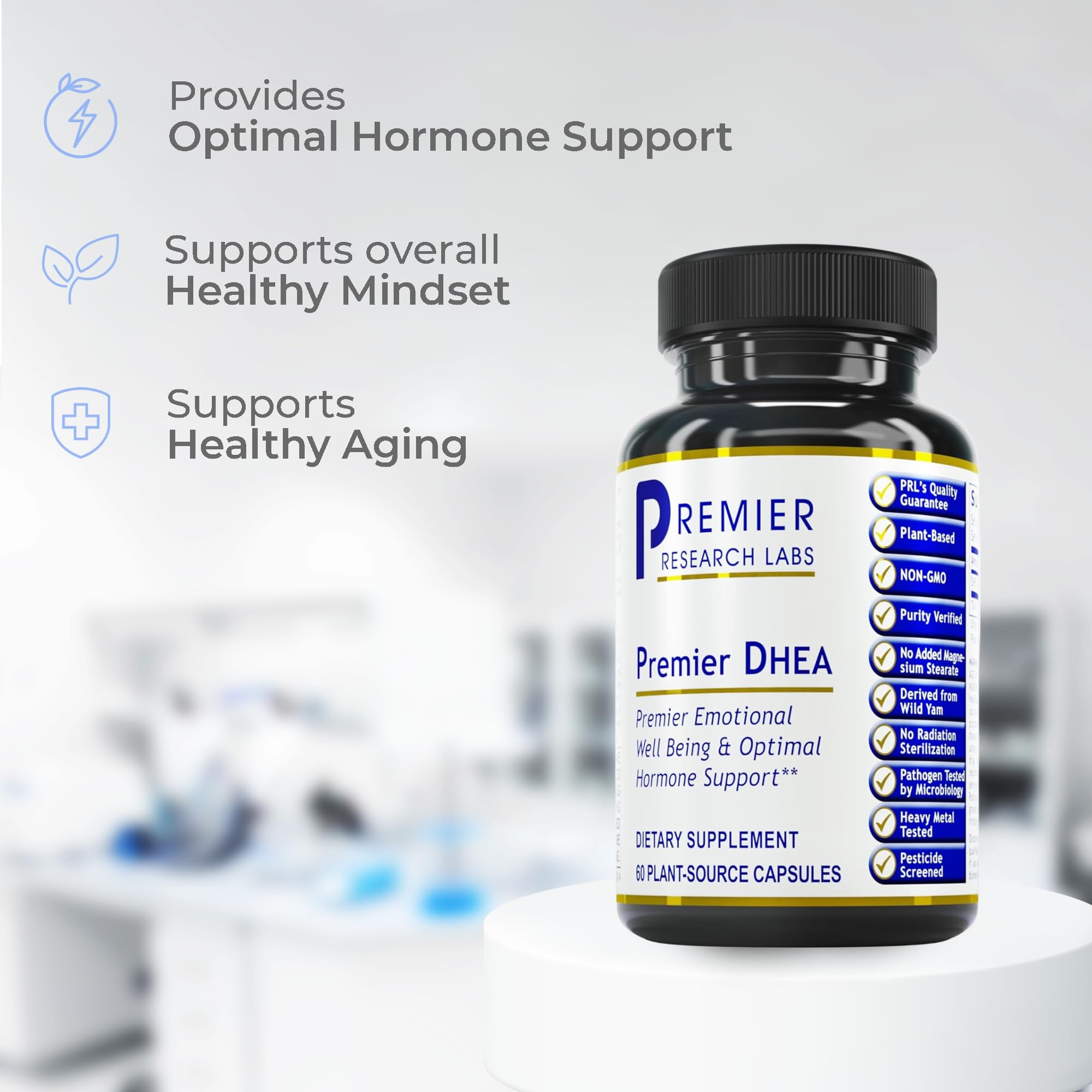 Premier Research Labs Premier DHEA - DHEA Supplement for Women & Men, Pure DHEA 25mg, Hormone Support for Healthy Aging, Wild Yam DHEA, Vegan Friendly - 60 Vegetarian Capsules - TrustMedUSA