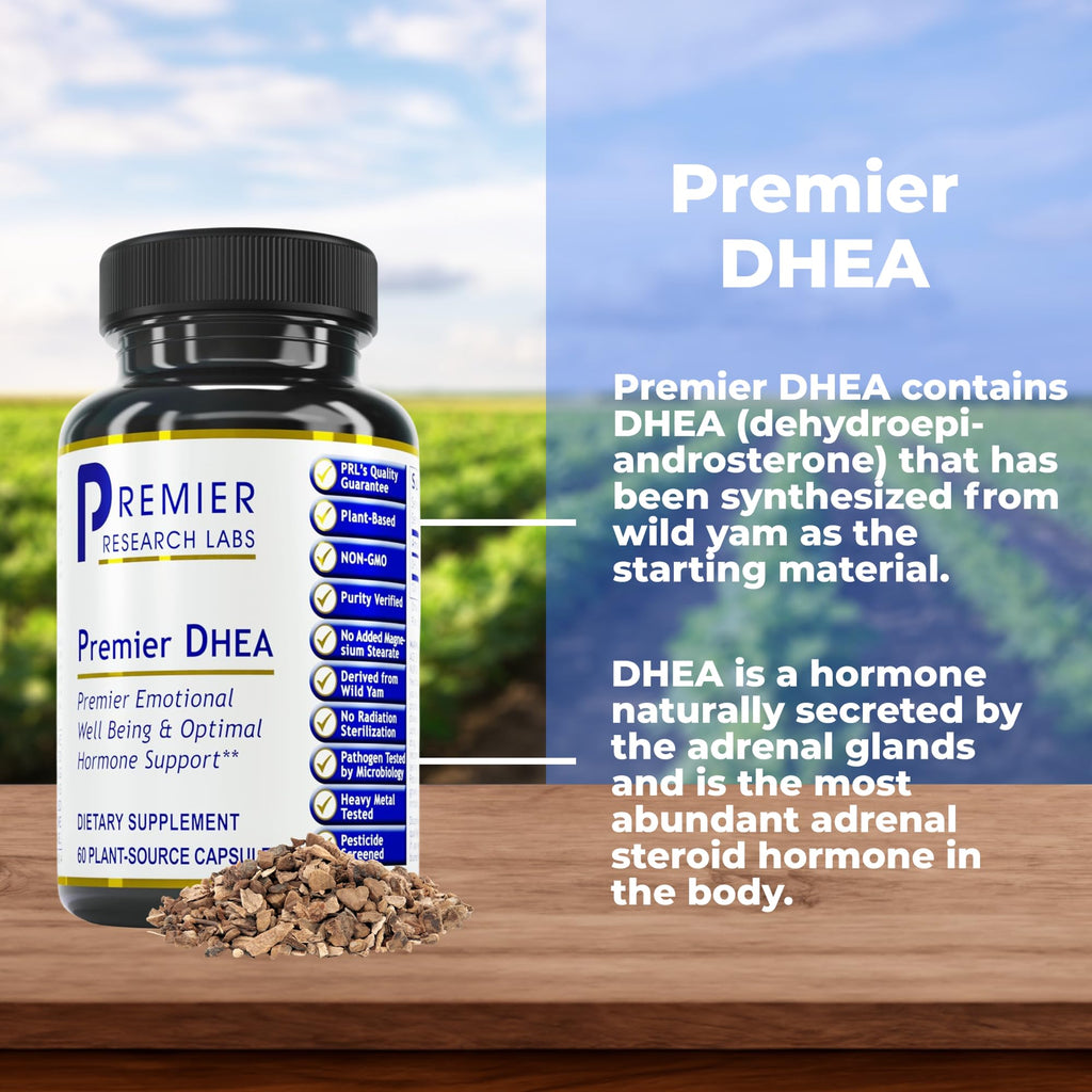 Premier Research Labs Premier DHEA - DHEA Supplement for Women & Men, Pure DHEA 25mg, Hormone Support for Healthy Aging, Wild Yam DHEA, Vegan Friendly - 60 Vegetarian Capsules - TrustMedUSA