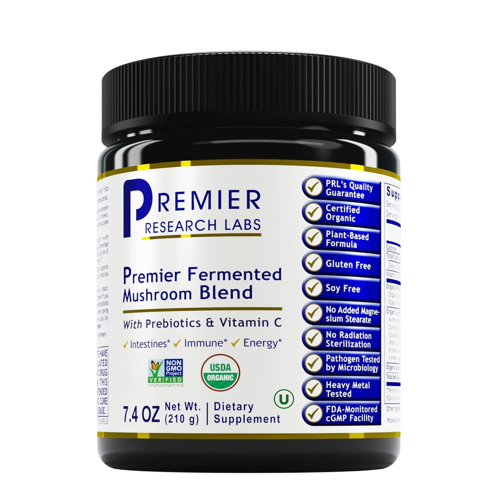 Premier Research Labs Premier Fermented Mushroom Blend - Reishi Mushroom Powder, Mushroom Extract for Drinks, Coffee, Mushroom Complex with Turkey Tail, Cordyceps for Immune & Gut Health - 7.4 oz - TrustMedUSA