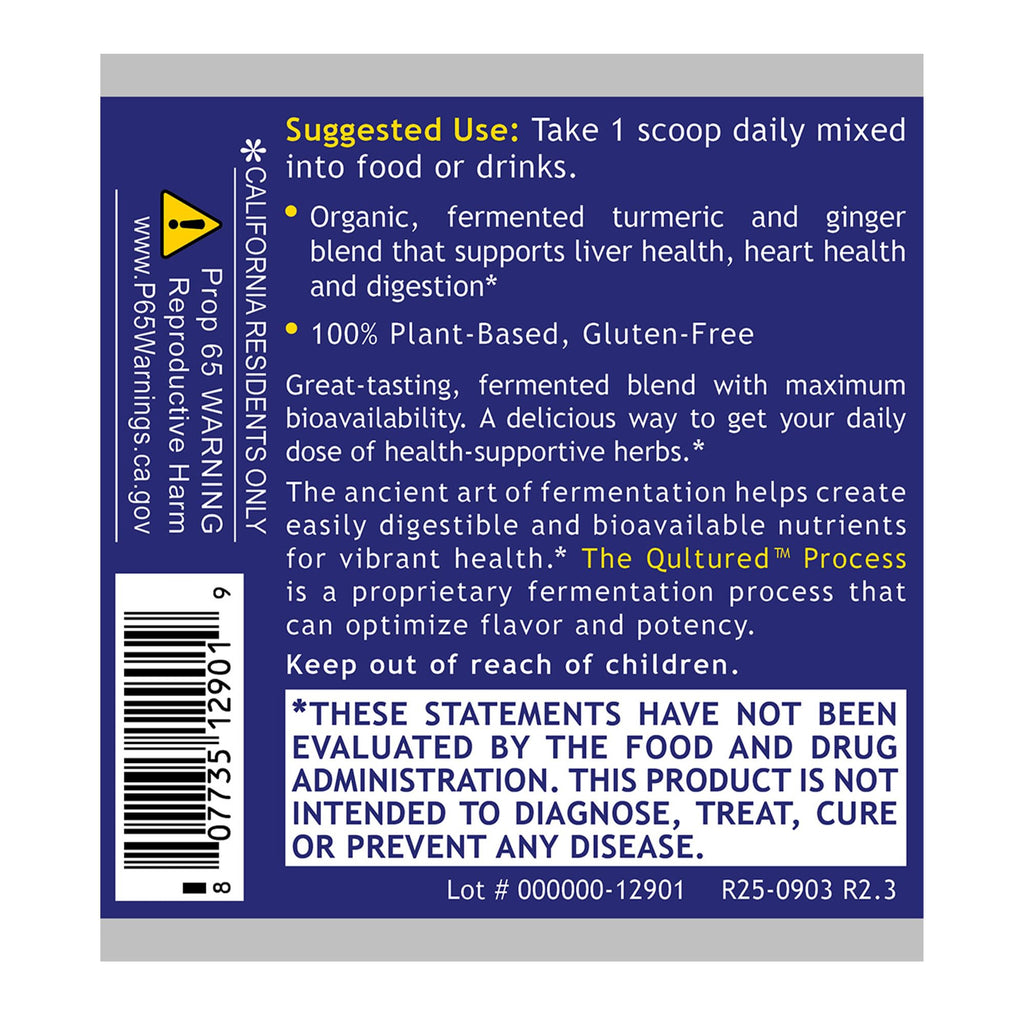 Premier Research Labs Premier Fermented Turmeric/Ginger Root - Probiotic Fermented Turmeric & Ginger Powder Supplement, Active Curcuminoids, Herbal Supplement - 4.7 Oz - TrustMedUSA