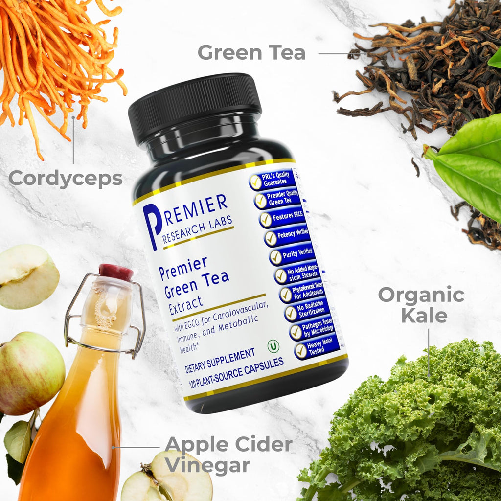 Premier Research Labs Premier Green Tea Extract - Green Tea Capsules, Green Tea Extract Pills, Green Tea Supplement with ECGC, Camellia Sinensis, Pure, Vegan Friendly - 120 Vegetarian Capsules - TrustMedUSA