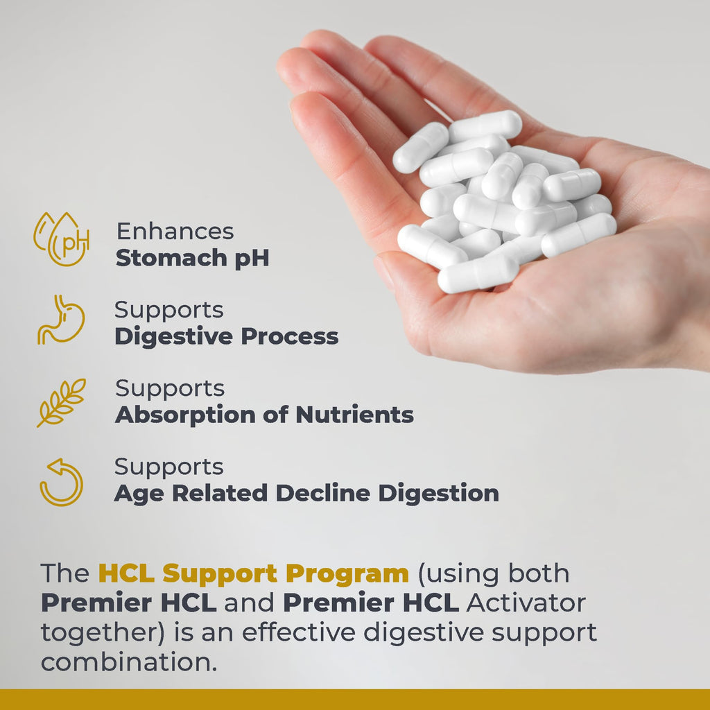Premier Research Labs Premier HCL Activator - Pepsin Digestive Enzymes Supplement for Optimal Digestive Function for Men & Women, Low Stomach Acid, Nutrient Absorption - 90 Vegetarian Capsules - TrustMedUSA