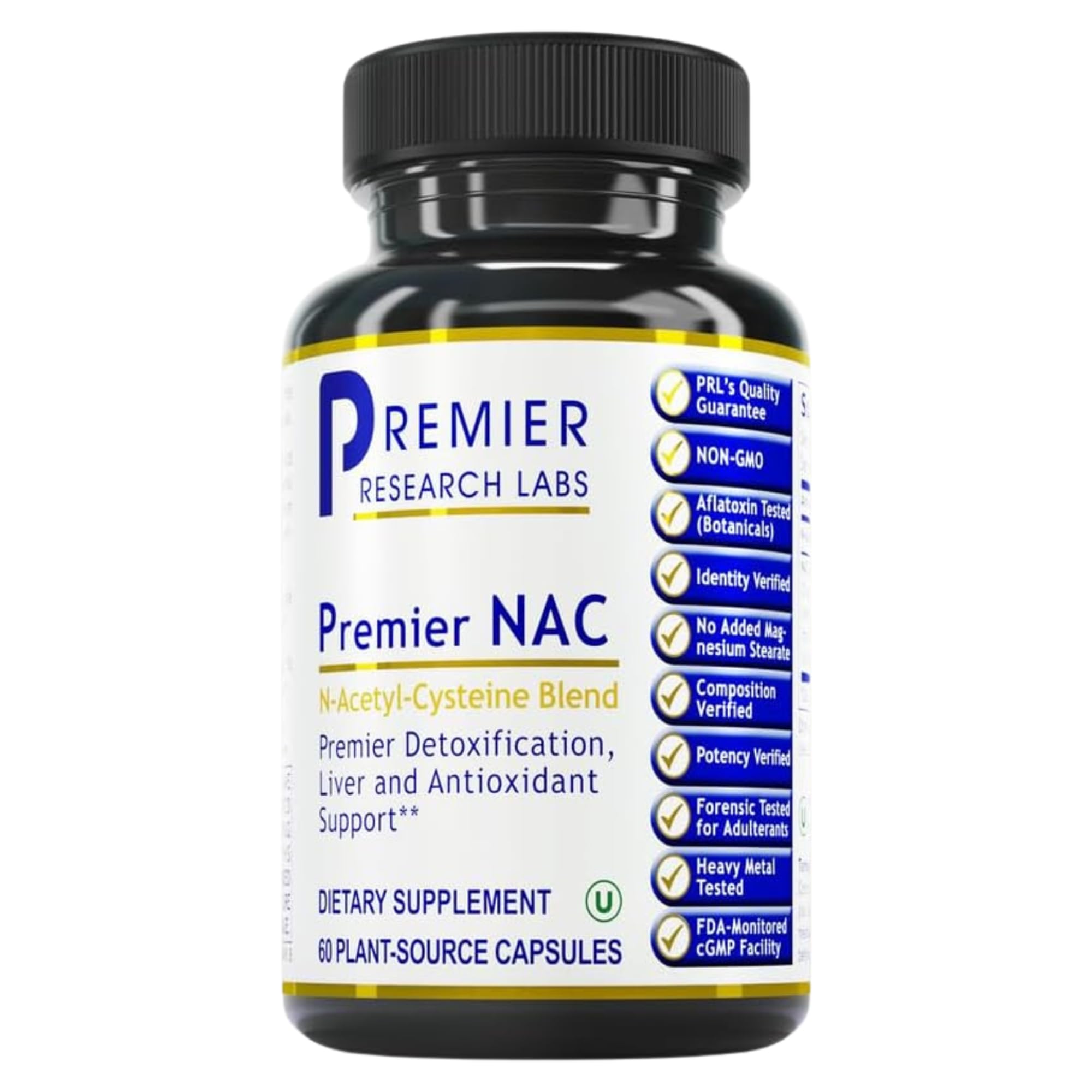 Premier Research Labs Premier NAC - NAC Supplement N-Acetyl Cysteine, N-Acetyl-L-Cysteine, Liver & Immune Support, 300mg NAC Per Capsule - 60 Vegetarian Capsules - TrustMedUSA