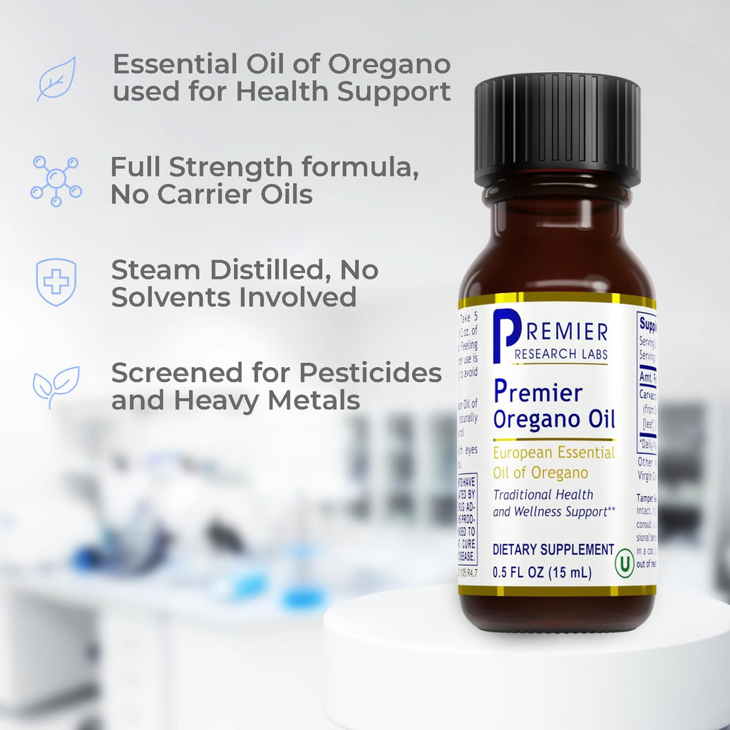 Premier Research Labs Premier Oregano Oil - Oil of Oregano Drops with Carvacrol, Edible Oregano Essential Oil Supplement for Immune & Gut Health - 0.5 Fl Oz - TrustMedUSA