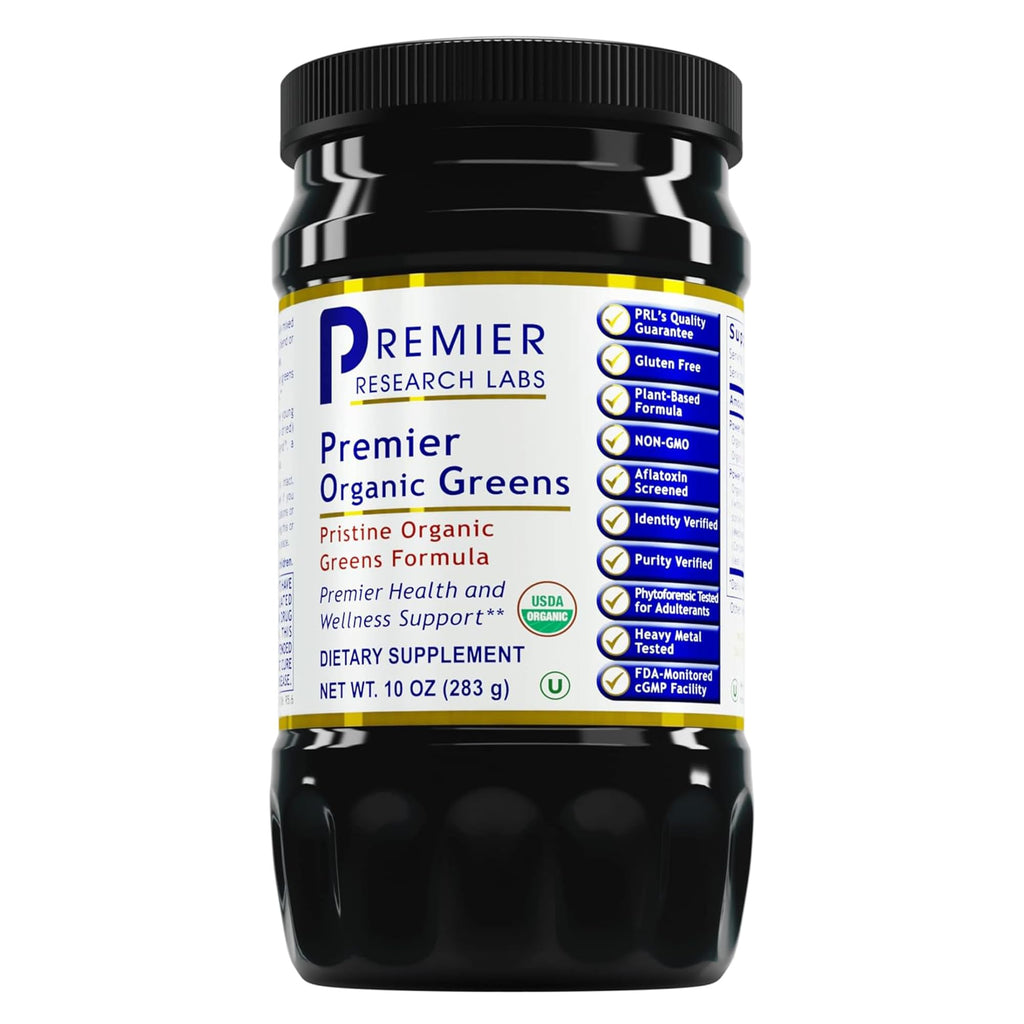 Premier Research Labs Premier Organic Greens - Super Greens Powder, Greens Superfood Powder for Drinks, Green Juice, Nutrition Support, Supergreens for Men & Women, Spinach, Alfalfa, Chlorella - 10 oz - TrustMedUSA