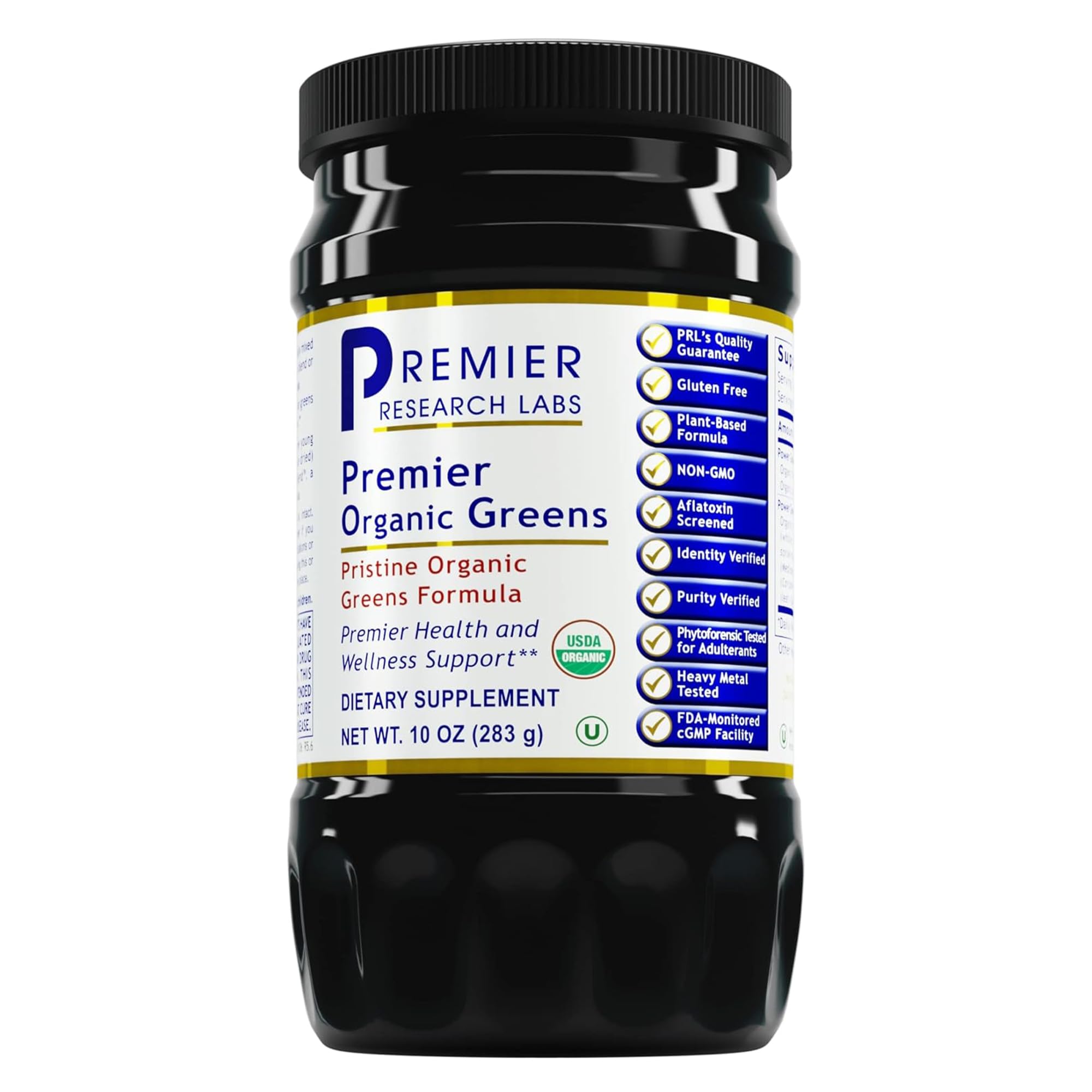Premier Research Labs Premier Organic Greens - Super Greens Powder, Greens Superfood Powder for Drinks, Green Juice, Nutrition Support, Supergreens for Men & Women, Spinach, Alfalfa, Chlorella - 10 oz - TrustMedUSA