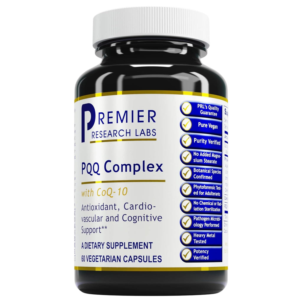 Premier Research Labs Premier PQQ Complex with CoQ10 - Coenzyme Q10, Co Q 10 Supplement with Pyrroloquinoline Quinone (PQQ) for Antioxidant, Brain & Heart Support - 60 Vegetarian Capsules - TrustMedUSA