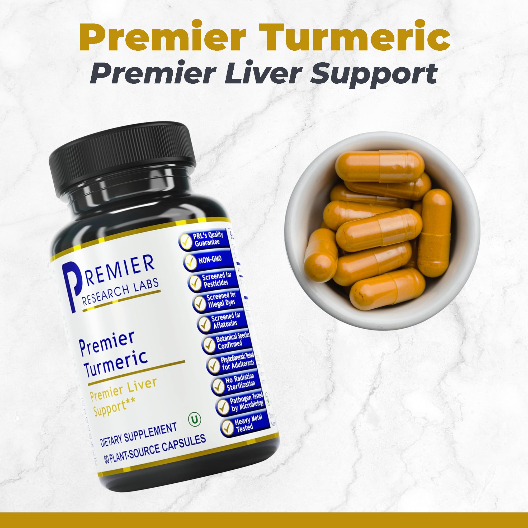 Premier Research Labs Premier Turmeric Capsules - Turmeric Curcumin Supplement, Liver Support, 500 mg of Curcuma Per Capsule - 60 Vegetarian Capsules - TrustMedUSA