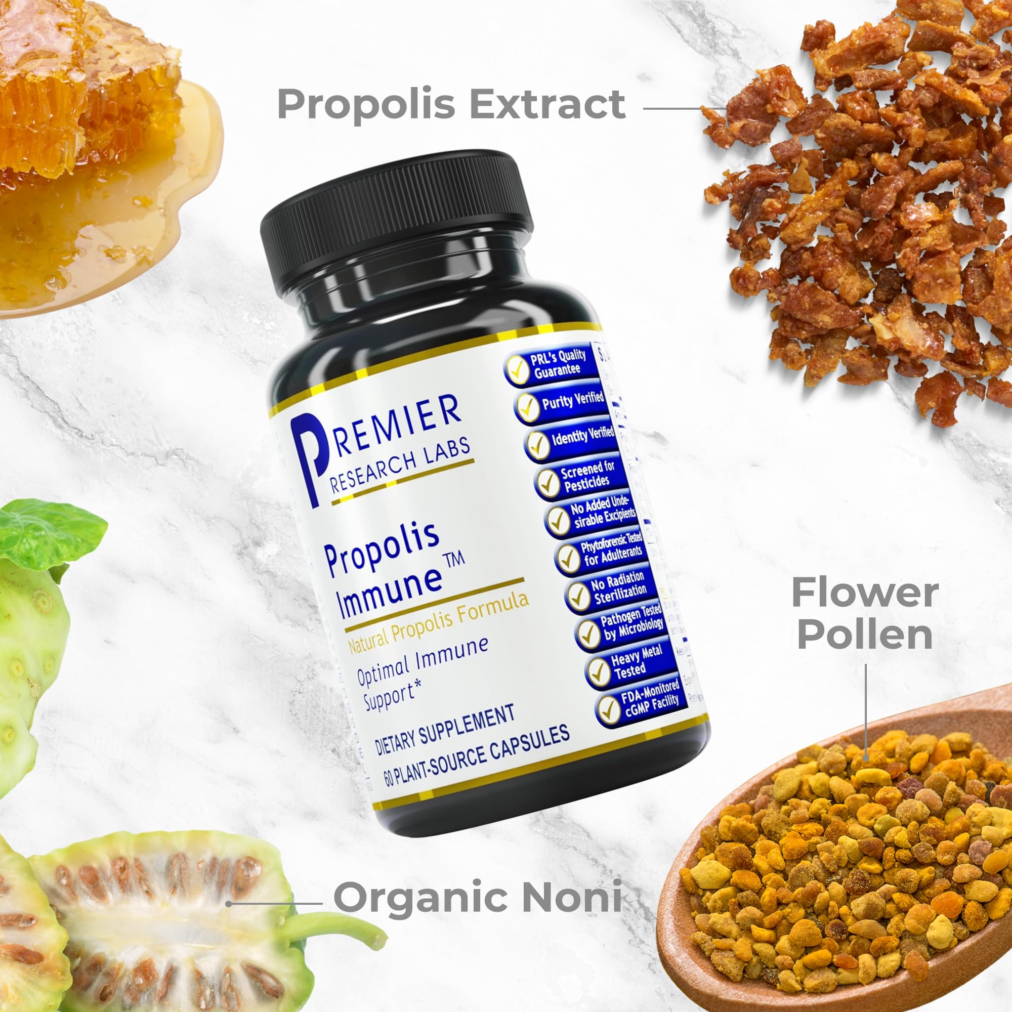 Premier Research Labs Propolis Immune - Bee Propolis Capsules, Bee Pollen Supplement, Propolis Extract Pills for Women & Men, Promotes Immune Health - 60 Vegetarian Capsules - TrustMedUSA