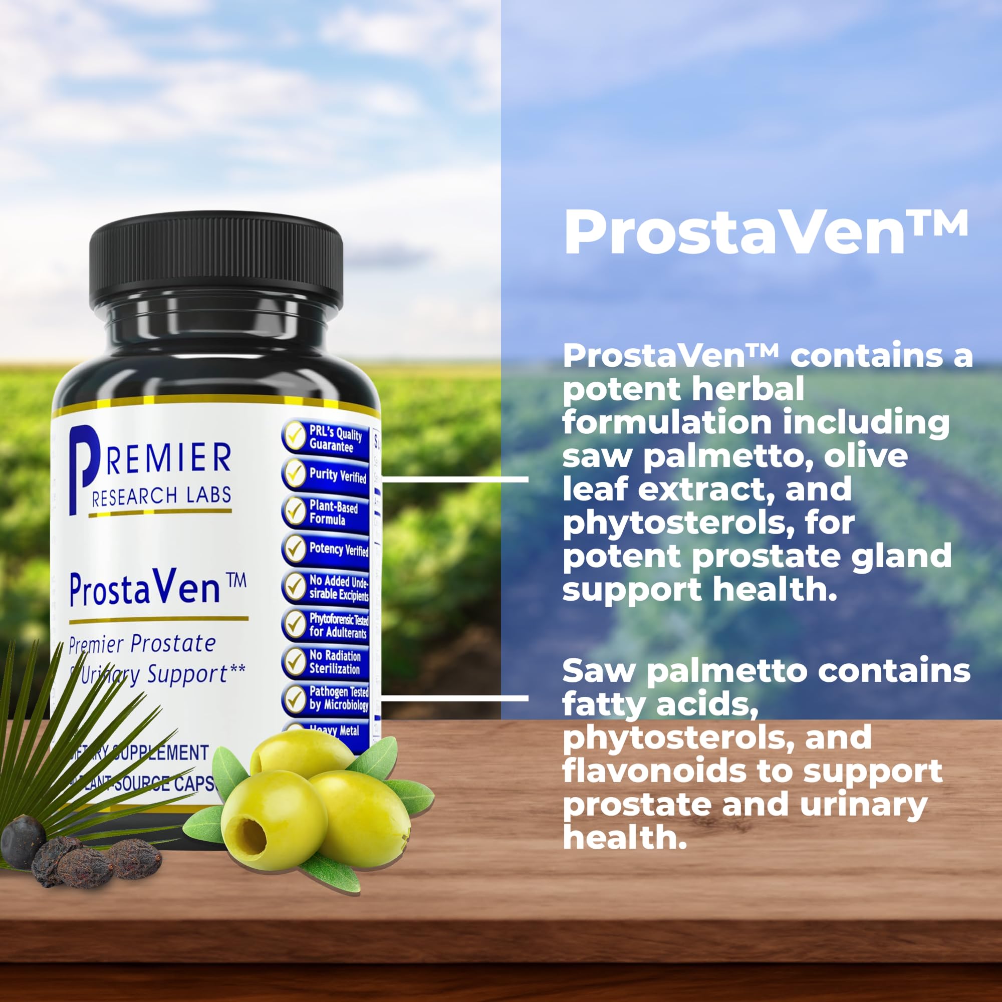 Premier Research Labs ProstaVen - Prostate Supplements for Men, Prostate Health Formula, Natural Supplement with Organic Saw Palmetto - 90 Vegetarian Capsules - TrustMedUSA