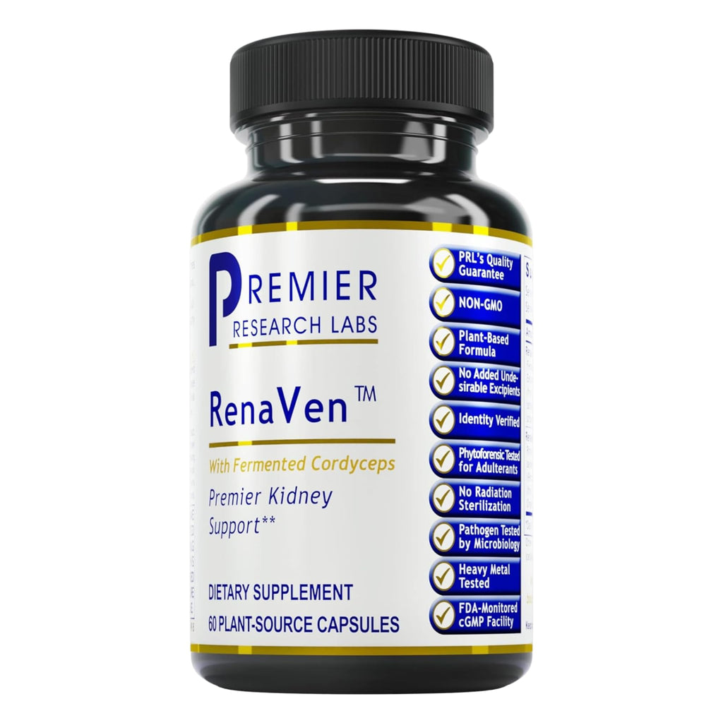 Premier Research Labs RenaVen - Premier Kidney Support for Kidney Cleanse Detox and Repair | Improve Kidney Function and Urinary Support with Fermented Cordyceps - 60 Plant-Source Capsules - TrustMedUSA