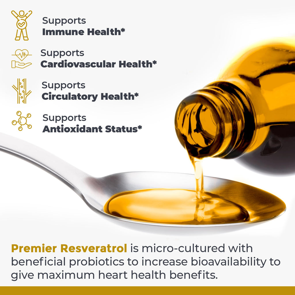 Premier Research Labs Resveratrol - Resveratrol Liquid Supplement, Trans Resveratrol, Antioxidant Support for Heart Health & Blood Flow, Aging Support, 180 mg Per Teaspoon - 8 Fl Oz - TrustMedUSA