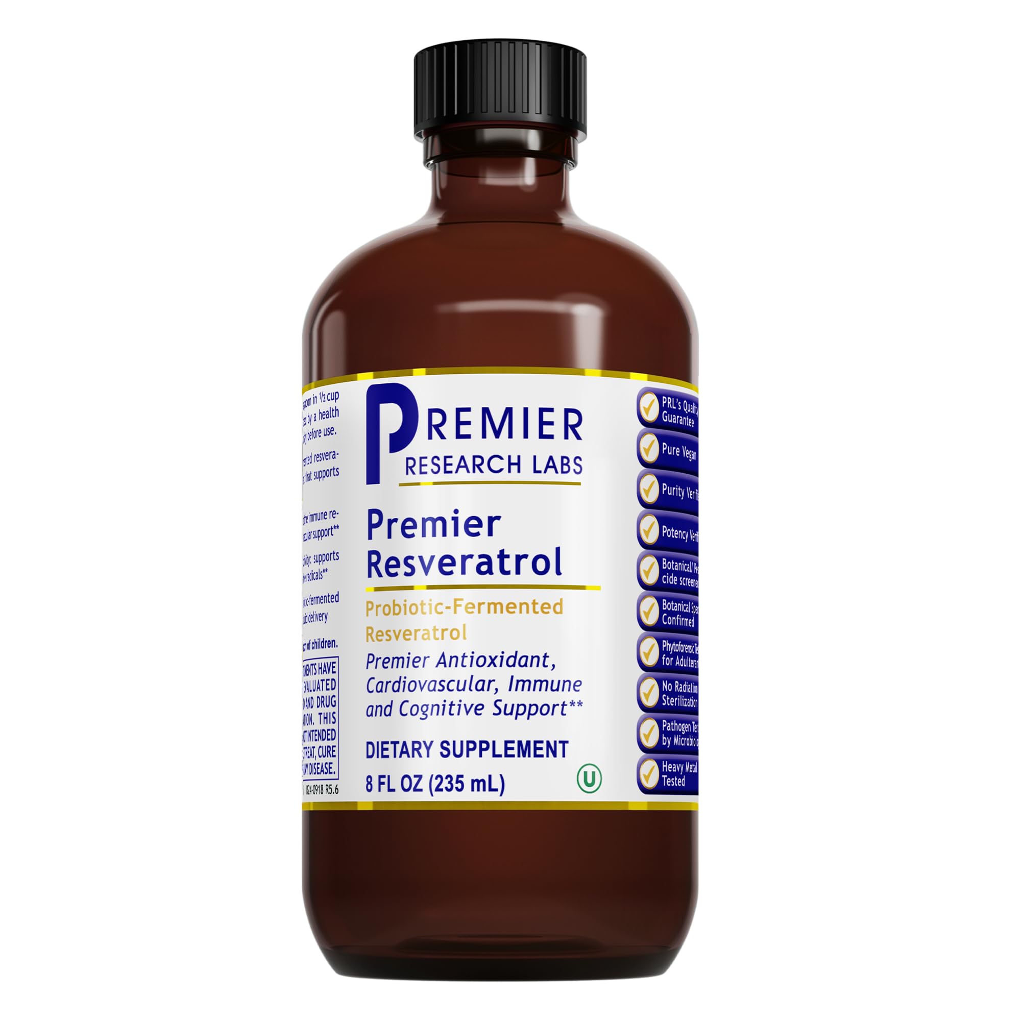 Premier Research Labs Resveratrol - Resveratrol Liquid Supplement, Trans Resveratrol, Antioxidant Support for Heart Health & Blood Flow, Aging Support, 180 mg Per Teaspoon - 8 Fl Oz - TrustMedUSA