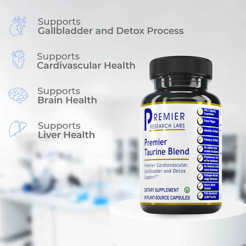 Premier Research Labs Taurine Blend - Taurine Supplement, Taurine Pills, L Taurine Amino Acid Supplement for Liver, Gallbladder, Brain & Heart Health, for Women & Men - 90 Vegetarian Capsules - TrustMedUSA