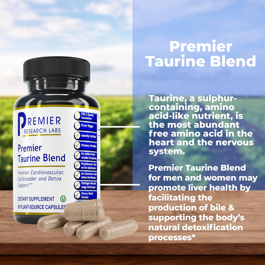 Premier Research Labs Taurine Blend - Taurine Supplement, Taurine Pills, L Taurine Amino Acid Supplement for Liver, Gallbladder, Brain & Heart Health, for Women & Men - 90 Vegetarian Capsules - TrustMedUSA