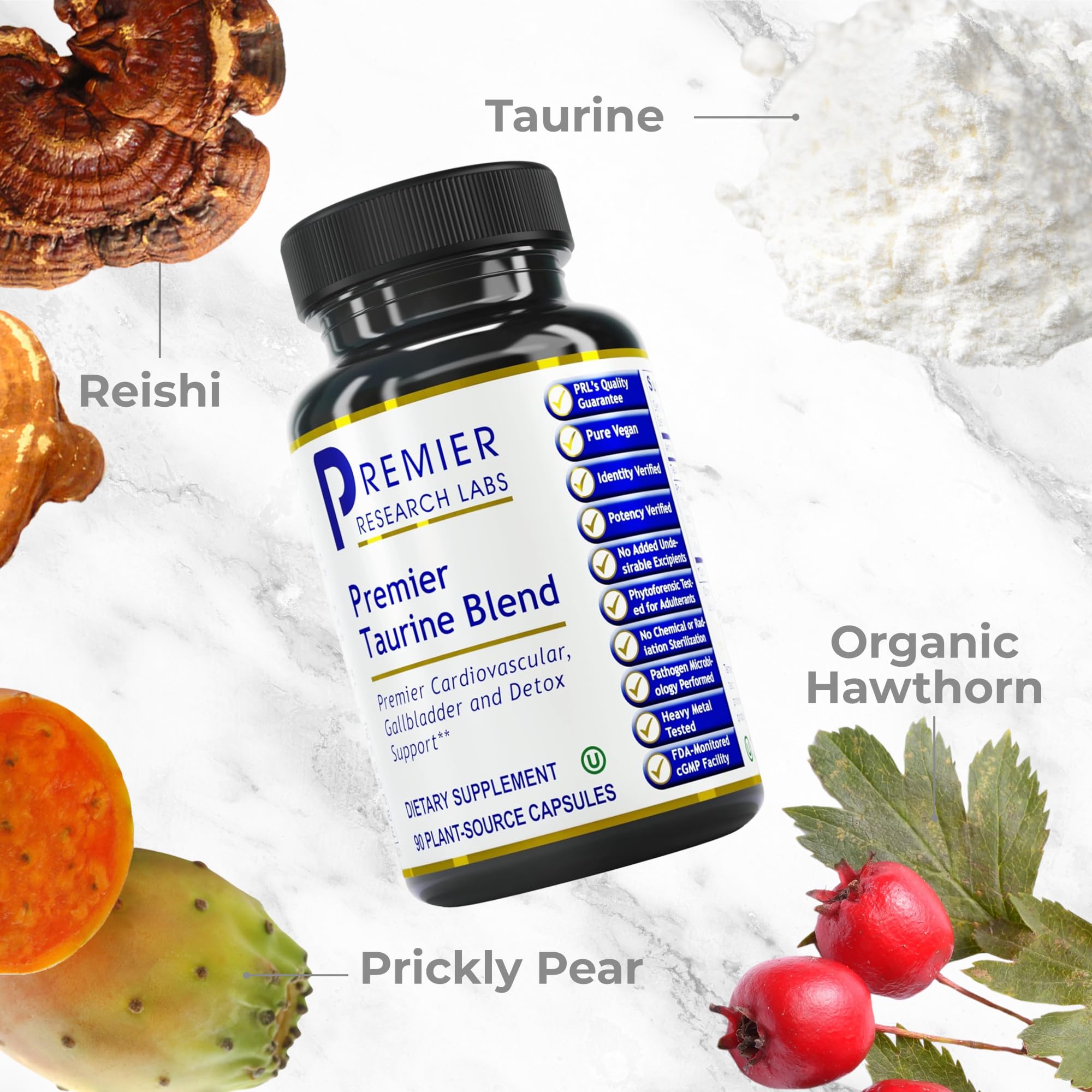 Premier Research Labs Taurine Blend - Taurine Supplement, Taurine Pills, L Taurine Amino Acid Supplement for Liver, Gallbladder, Brain & Heart Health, for Women & Men - 90 Vegetarian Capsules - TrustMedUSA