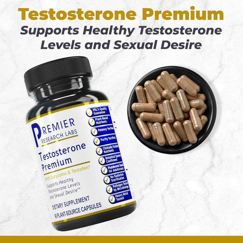 Premier Research Labs Testosterone Premium - Testosterone Supplement for Men, All Natural Testosterone Complex, Premier Labs Testosterone Support, Fenugreek, Cordyceps & Maca - 90 Vegetarian Capsules - TrustMedUSA