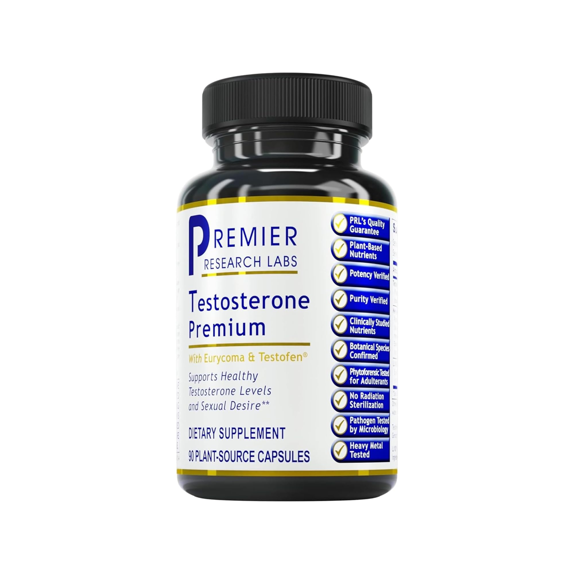 Premier Research Labs Testosterone Premium - Testosterone Supplement for Men, All Natural Testosterone Complex, Premier Labs Testosterone Support, Fenugreek, Cordyceps & Maca - 90 Vegetarian Capsules - TrustMedUSA