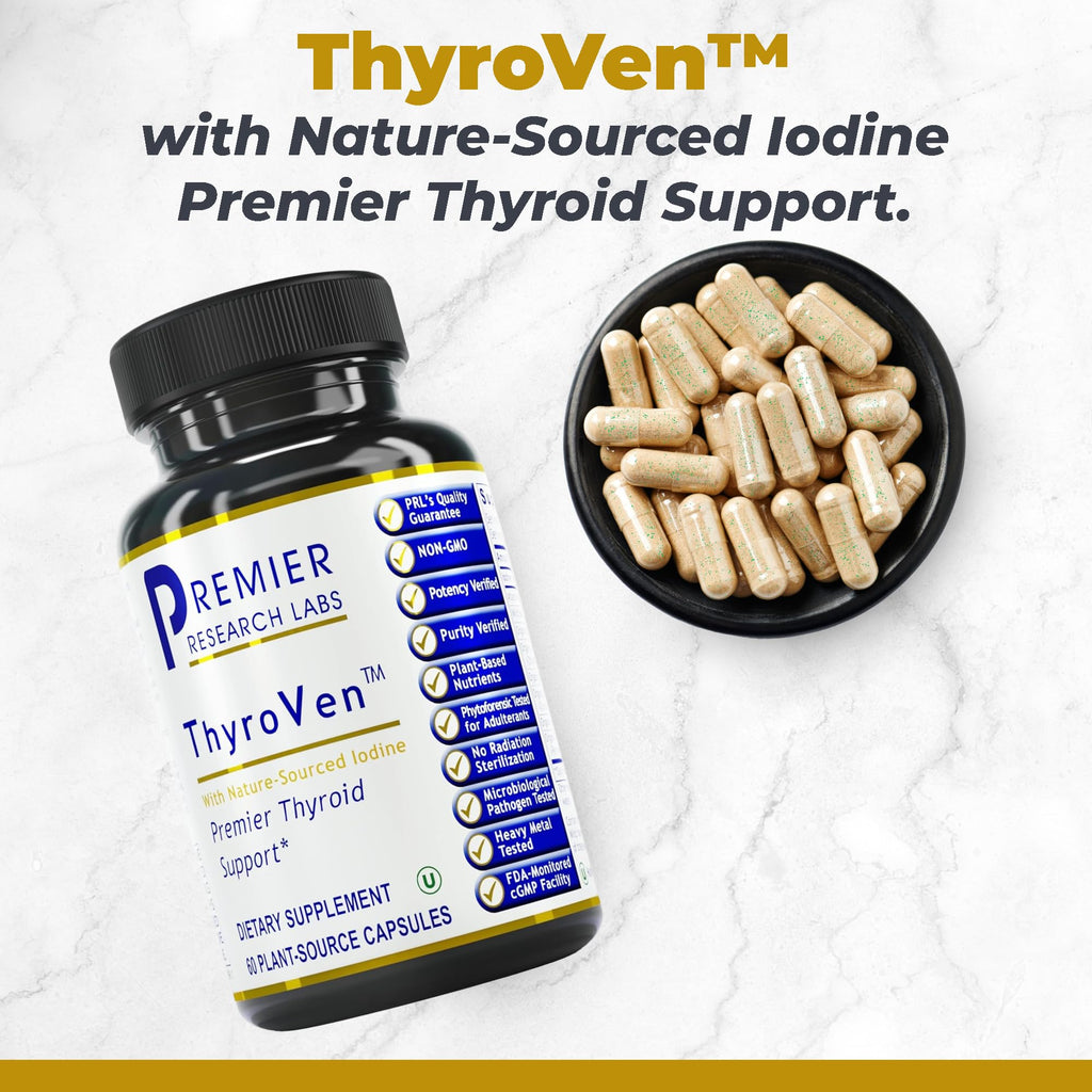 Premier Research Labs ThyroVen - Thyroid Support for Women, Thyroid Support for Men, Thyroid Supplement, Thyroid Support Complex with Naturally-Sourced Iodine - 60 Capsules - TrustMedUSA