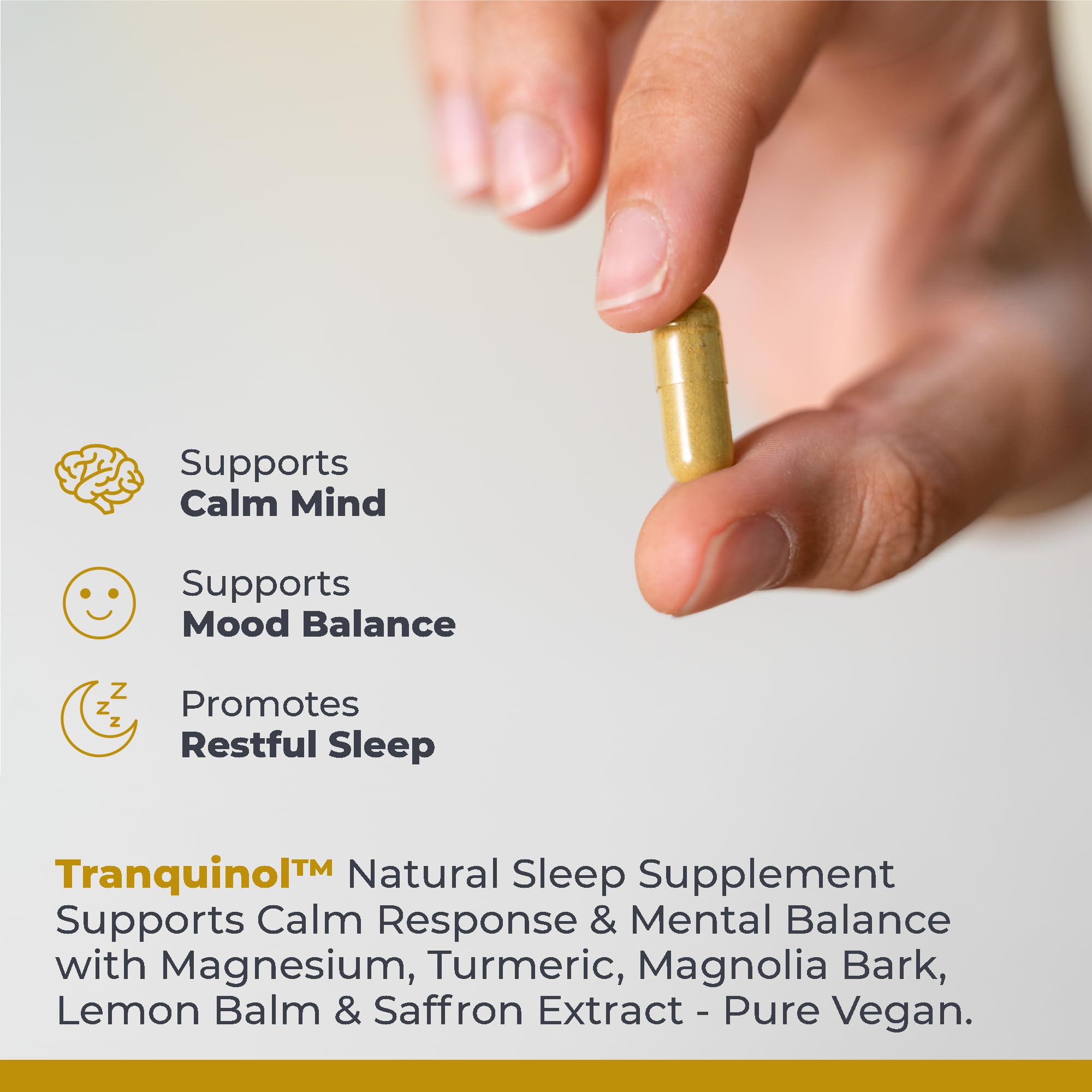 Premier Research Labs Tranquinol - Natural Sleep Aid Supplement for Deep Sleep Support and Calm Mind | Magnesium, Turmeric, Lemon Balm & Saffron Extract - Pure Vegan - 90 Plant-Source Capsules - TrustMedUSA