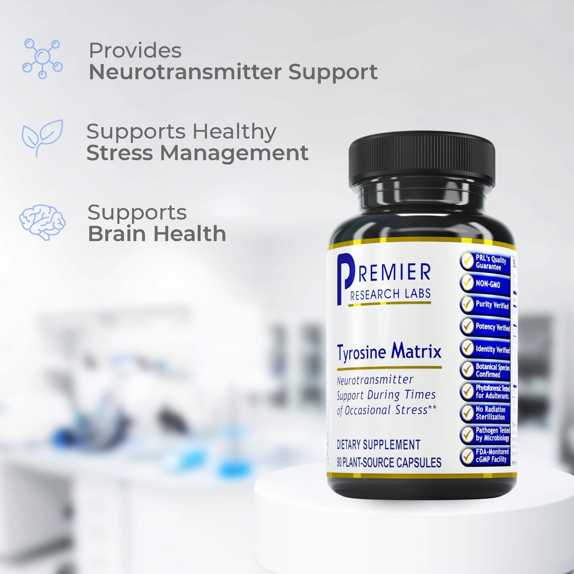 Premier Research Labs Tyrosine Matrix - L Tyrosine Supplement, L-tyrosine 944mg Capsules for Adults, Amino Acid Pills with Red Algae & Rhodiola Rosea - 90 Vegetarian Capsules - TrustMedUSA