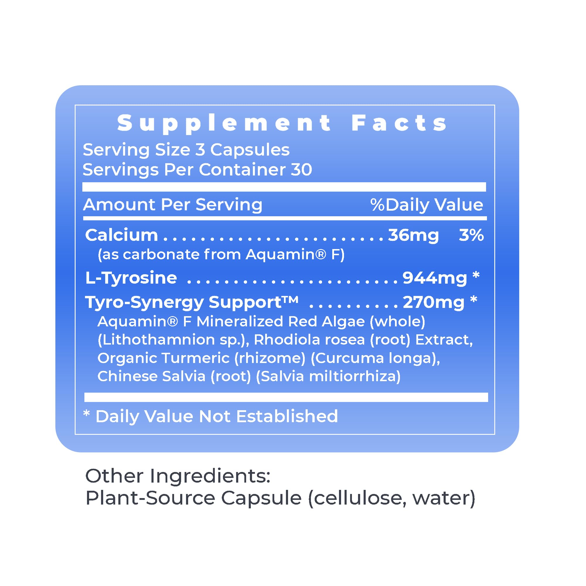Premier Research Labs Tyrosine Matrix - L Tyrosine Supplement, L-tyrosine 944mg Capsules for Adults, Amino Acid Pills with Red Algae & Rhodiola Rosea - 90 Vegetarian Capsules - TrustMedUSA