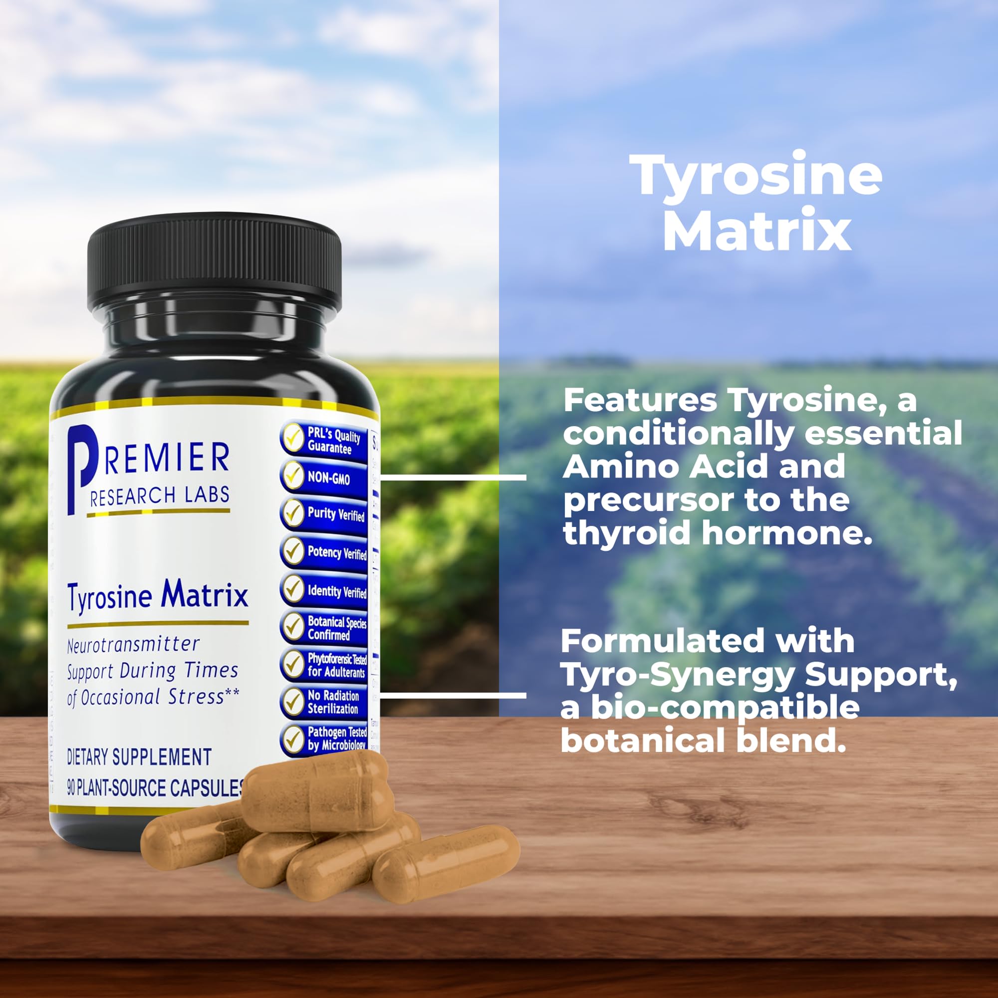 Premier Research Labs Tyrosine Matrix - L Tyrosine Supplement, L-tyrosine 944mg Capsules for Adults, Amino Acid Pills with Red Algae & Rhodiola Rosea - 90 Vegetarian Capsules - TrustMedUSA