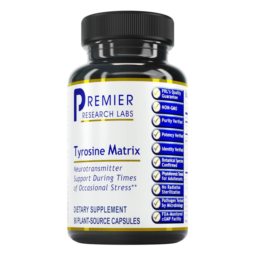 Premier Research Labs Tyrosine Matrix - L Tyrosine Supplement, L-tyrosine 944mg Capsules for Adults, Amino Acid Pills with Red Algae & Rhodiola Rosea - 90 Vegetarian Capsules - TrustMedUSA