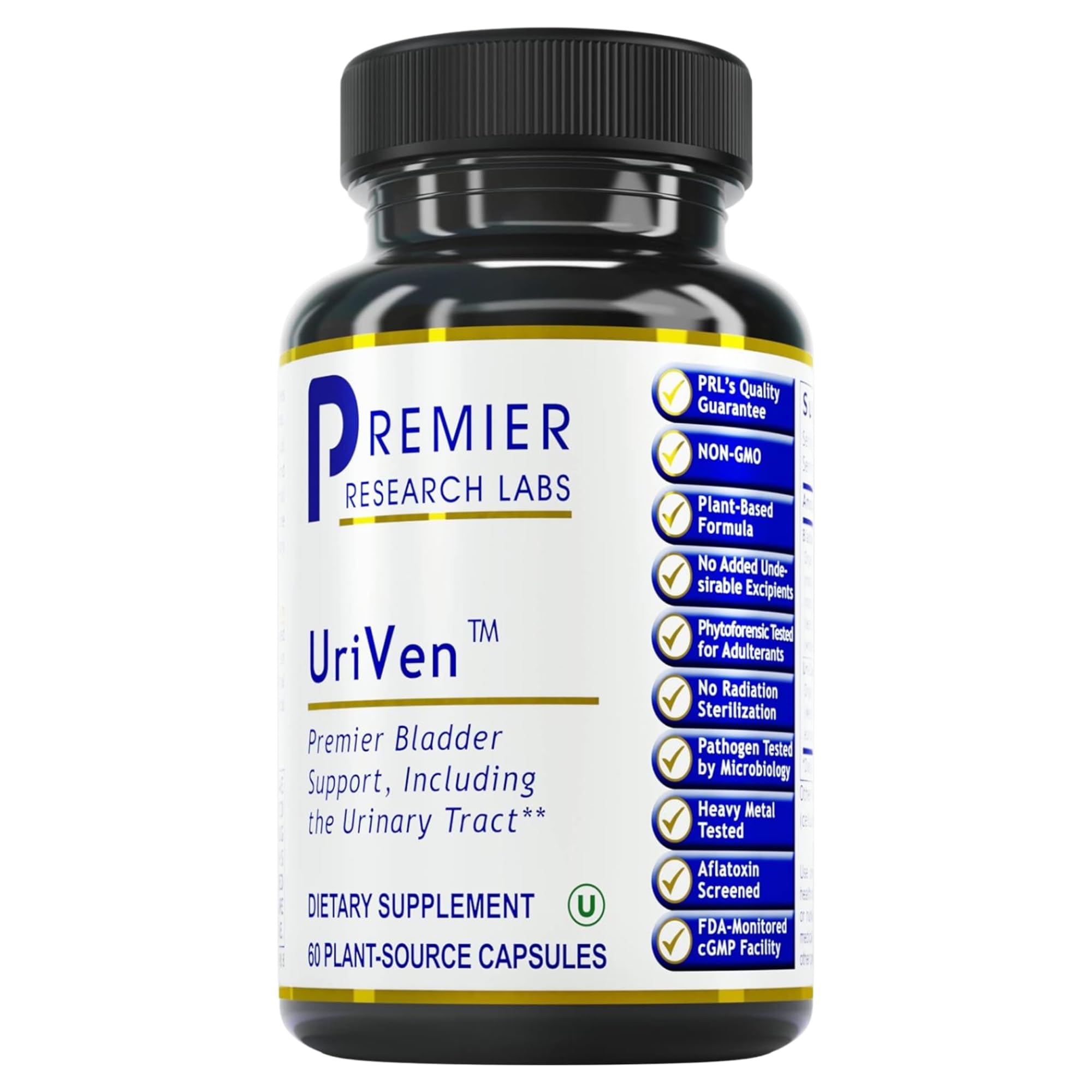 Premier Research Labs UriVen - Bladder Health Support for Women & Men, Cranberry Extract & Marshmallow Root, Urinary Relief, Bladder Relief, Bladder Control Supplement - 60 Vegetarian Capsules - TrustMedUSA