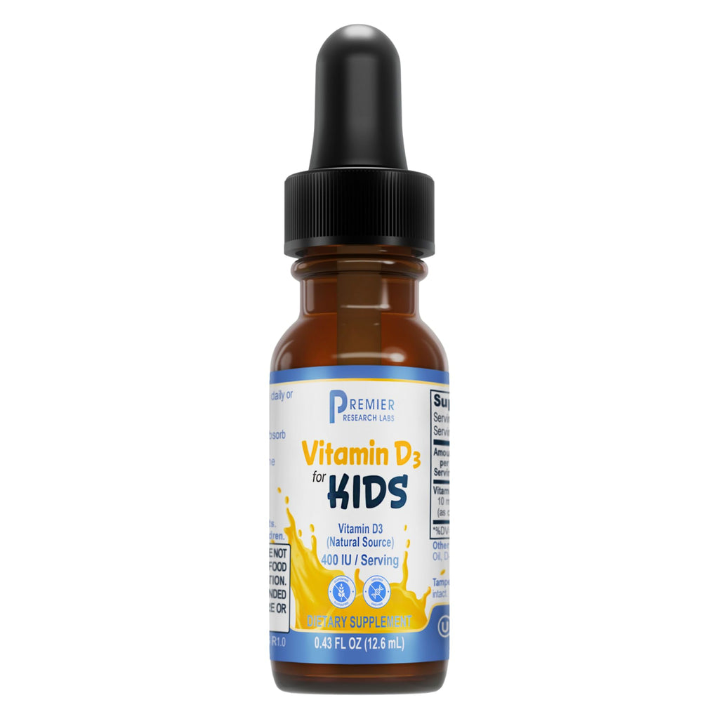 Premier Research Labs Vitamin D3 for Kids - Vitamin D Drops for Children, Kids Liquid Vitamin D, 400 IU Per Serving, Supports Healthy Brain Development - 0.43 fl oz - TrustMedUSA