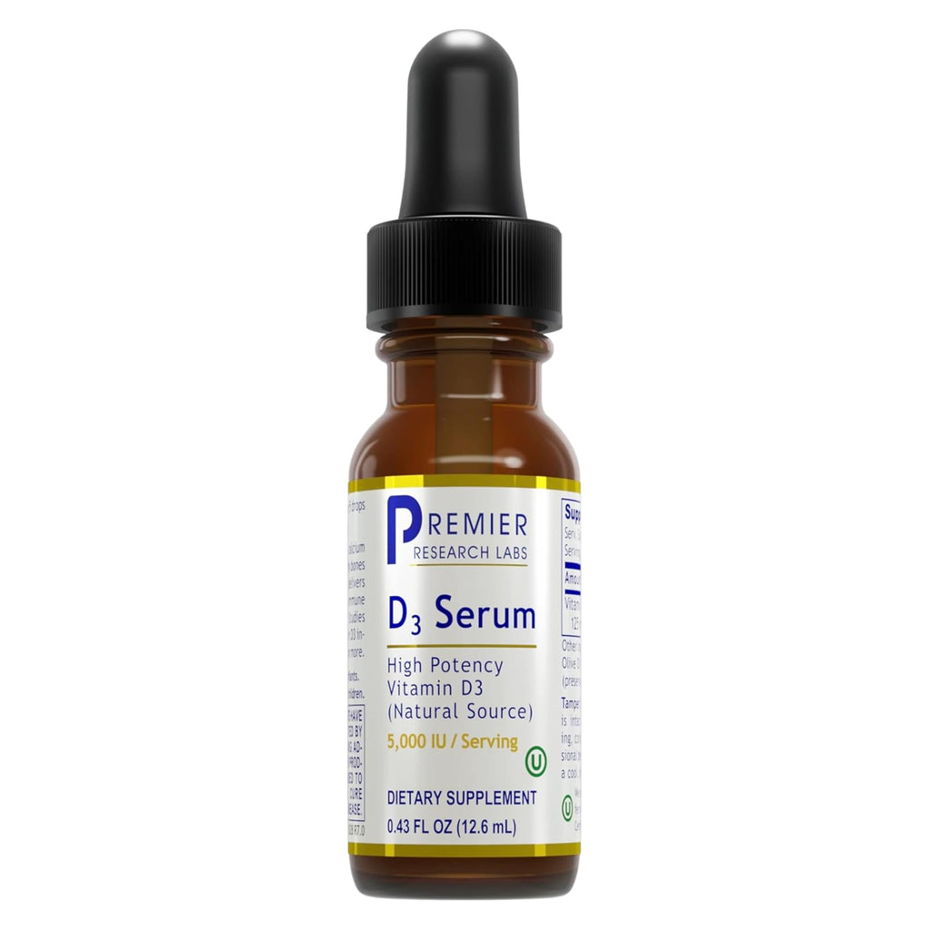 Premier Research Labs Vitamin D3 Serum - Liquid Vitamin D Oil Drops for Adults, Liquid Vitamin D3 5000 IU, Sublingual Vit D3 Liquid - 0.43 fl oz - TrustMedUSA