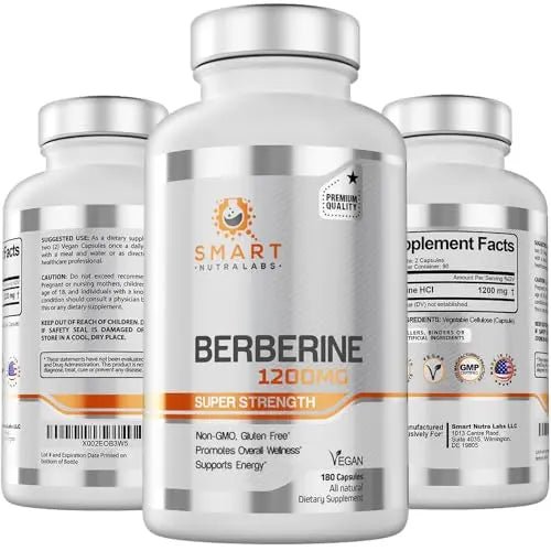 Premium Berberine HCL 1200mg- 180 Vegan Capsules, 100% Pure Berberin - TrustMedUSA
