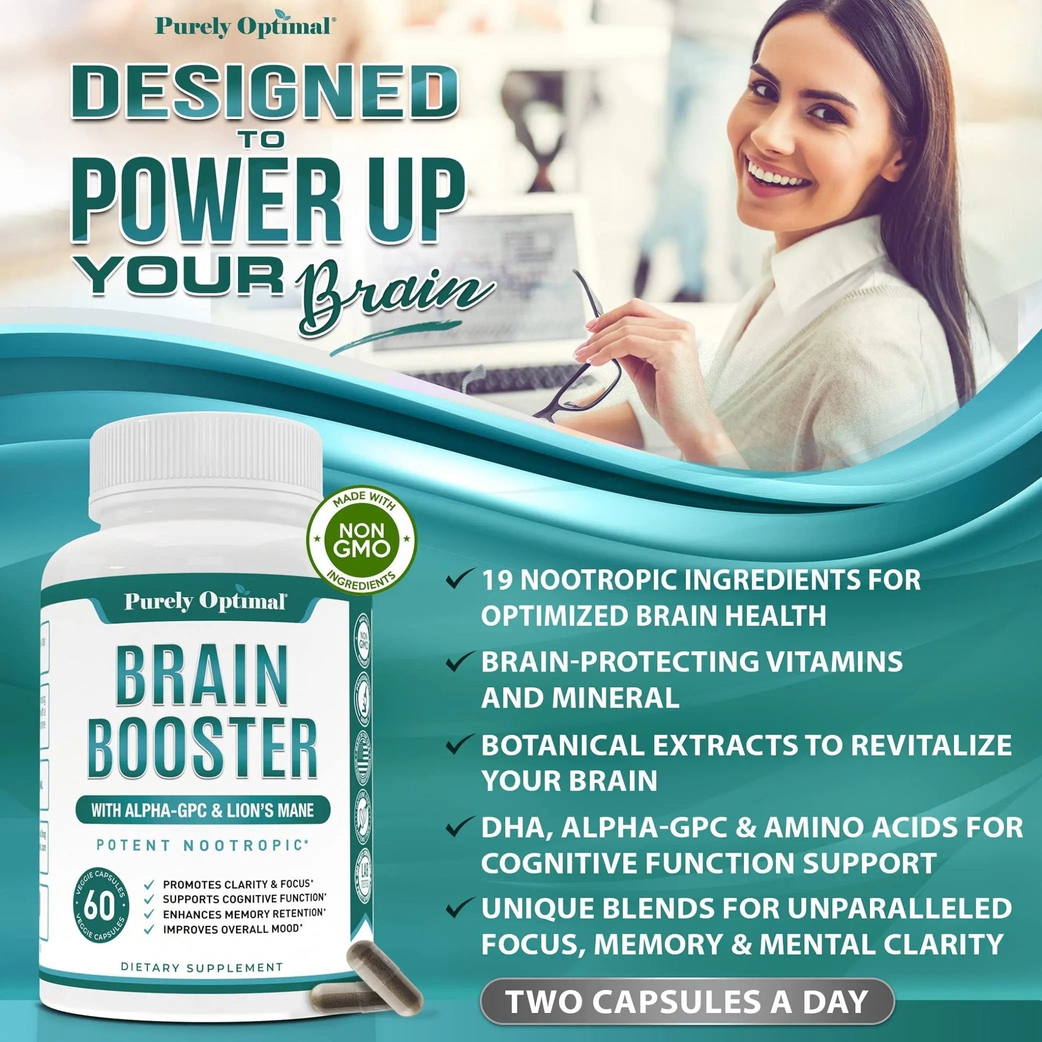Premium Brain Supplement - Nootropic Brain Booster for Focus, Clarity, Improved Memory - TrustMedUSA