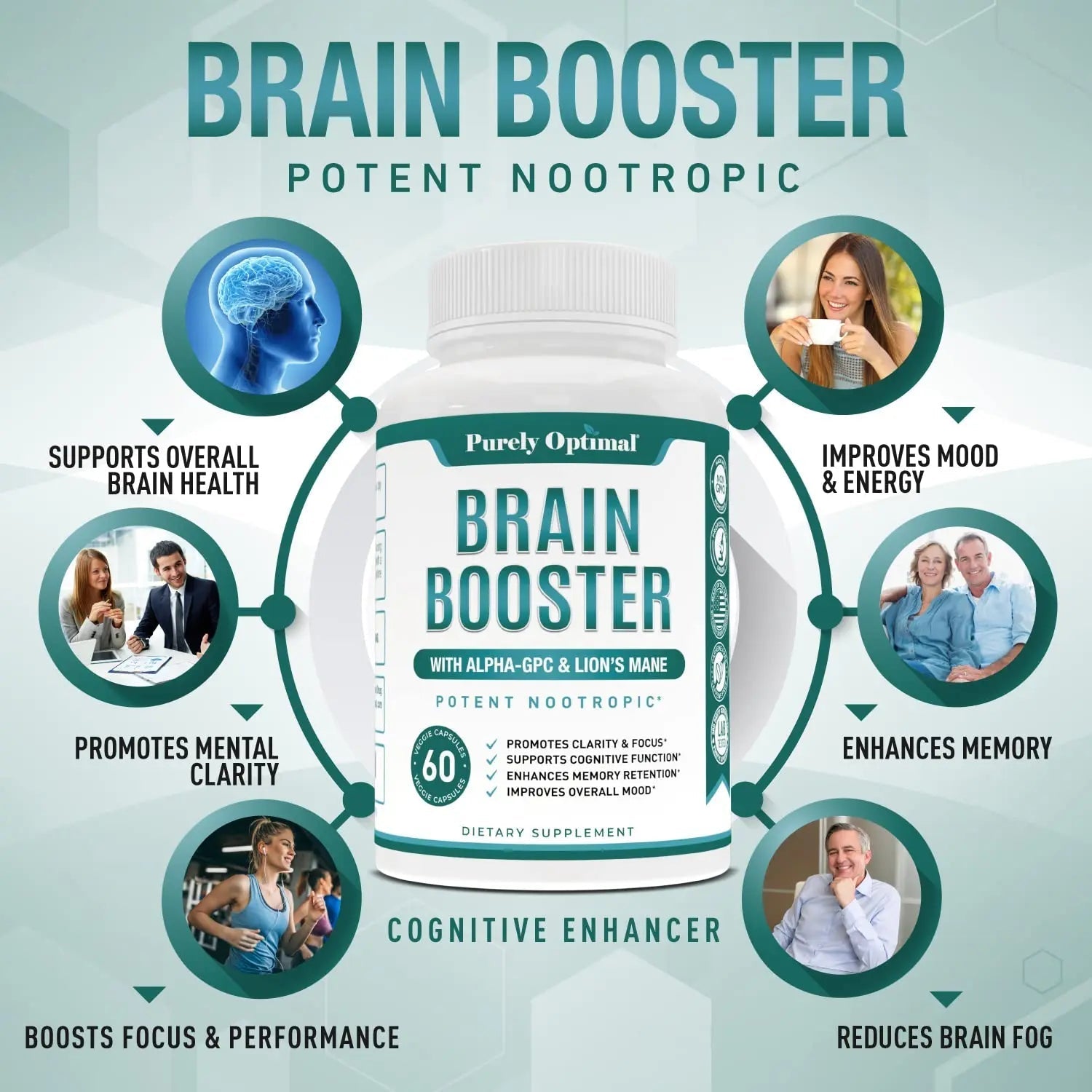 Premium Brain Supplement - Nootropic Brain Booster for Focus, Clarity, Improved Memory - TrustMedUSA