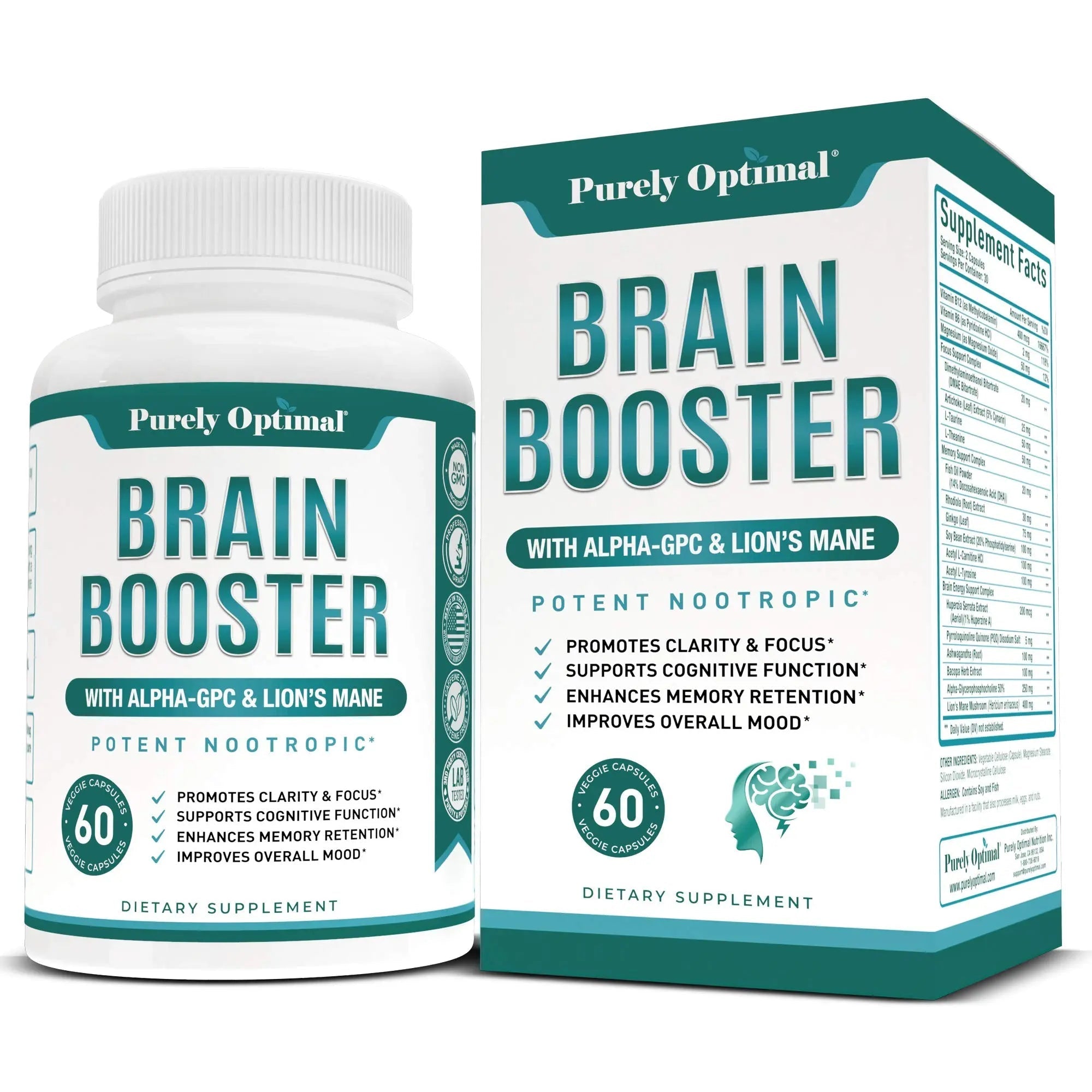 Premium Brain Supplement - Nootropic Brain Booster for Focus, Clarity, Improved Memory - TrustMedUSA