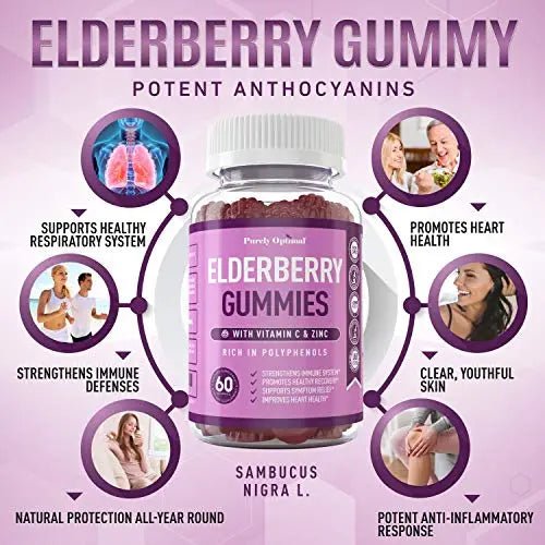 Premium Elderberry Gummies - Sambucus Elderberry Gummies for Adults - Black Elderber - TrustMedUSA
