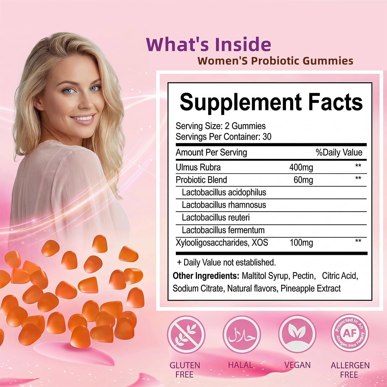 Premium Feminine Balance Gummies for Women - 60 Gummies, Hawaiian Pineapple Flavor - with Probiotics & Vitamin C - Supports Feminine Wellness & Healthy Balance - Gluten Free, Vegan（30 Servings）（Q2） - TrustMedUSA