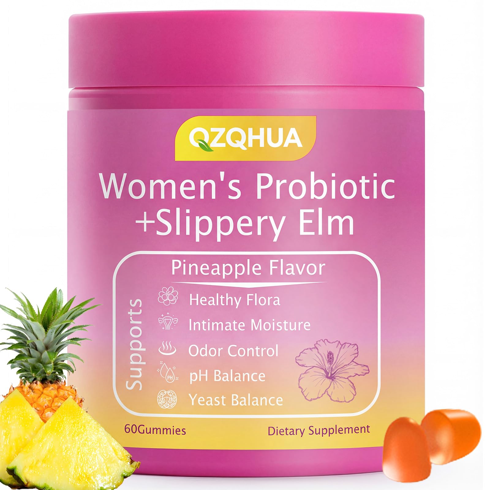 Premium Feminine Balance Gummies for Women - 60 Gummies, Hawaiian Pineapple Flavor - with Probiotics & Vitamin C - Supports Feminine Wellness & Healthy Balance - Gluten Free, Vegan（30 Servings）（Q2） - TrustMedUSA