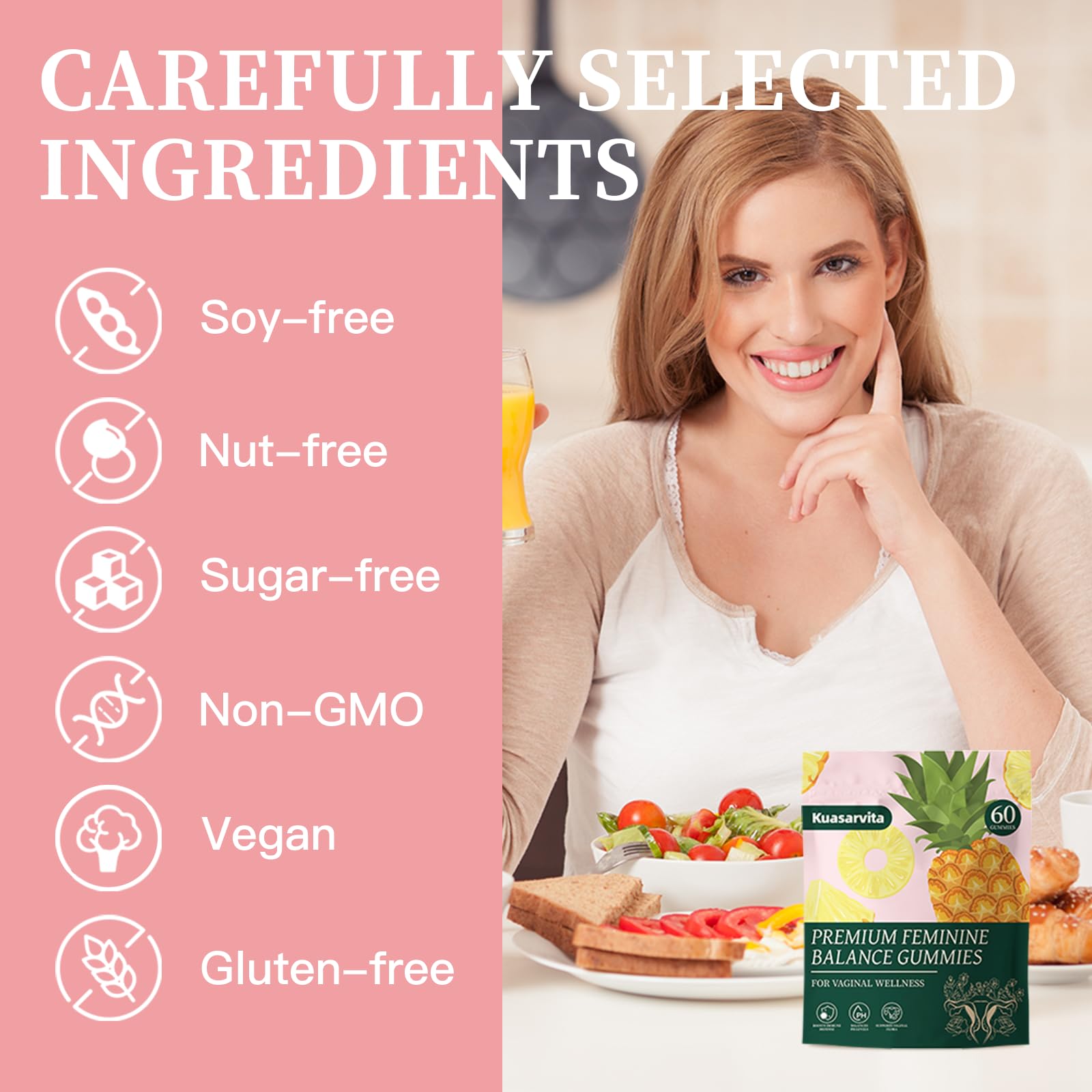 Premium Feminine Balance Gummies,Vital Vaginal Probiotics Source Feminine Gummies,Probiotic Gummies for Prenatal & Postnatal Women - Probiotics for Digestion, pH Balance, Gut Health, Immune Support - TrustMedUSA