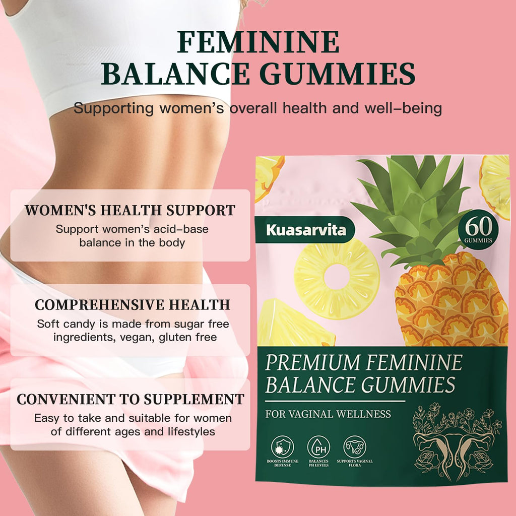 Premium Feminine Balance Gummies,Vital Vaginal Probiotics Source Feminine Gummies,Probiotic Gummies for Prenatal & Postnatal Women - Probiotics for Digestion, pH Balance, Gut Health, Immune Support - TrustMedUSA