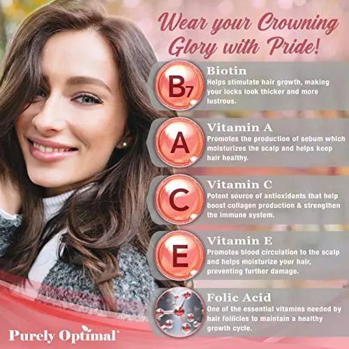Premium Hair Vitamins Supplement-Gummy Vitamins w/Biotin, Folic Acid, Vitamins A&D - TrustMedUSA