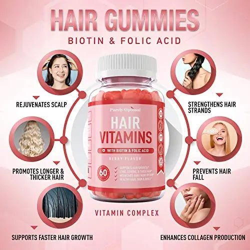 Premium Hair Vitamins Supplement-Gummy Vitamins w/Biotin, Folic Acid, Vitamins A&D - TrustMedUSA