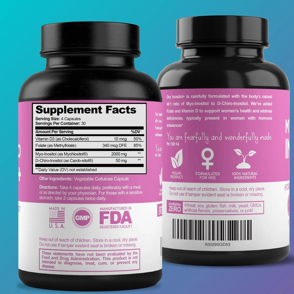 Premium Inositol Supplement - Myo-Inositol and D-Chiro Inositol Plus Folate and Vitamin - TrustMedUSA