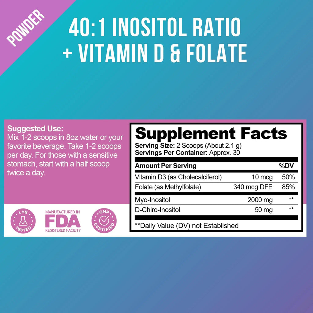 Premium Inositol Supplement - Myo-Inositol and D-Chiro Inositol Powder Plus Folate - TrustMedUSA