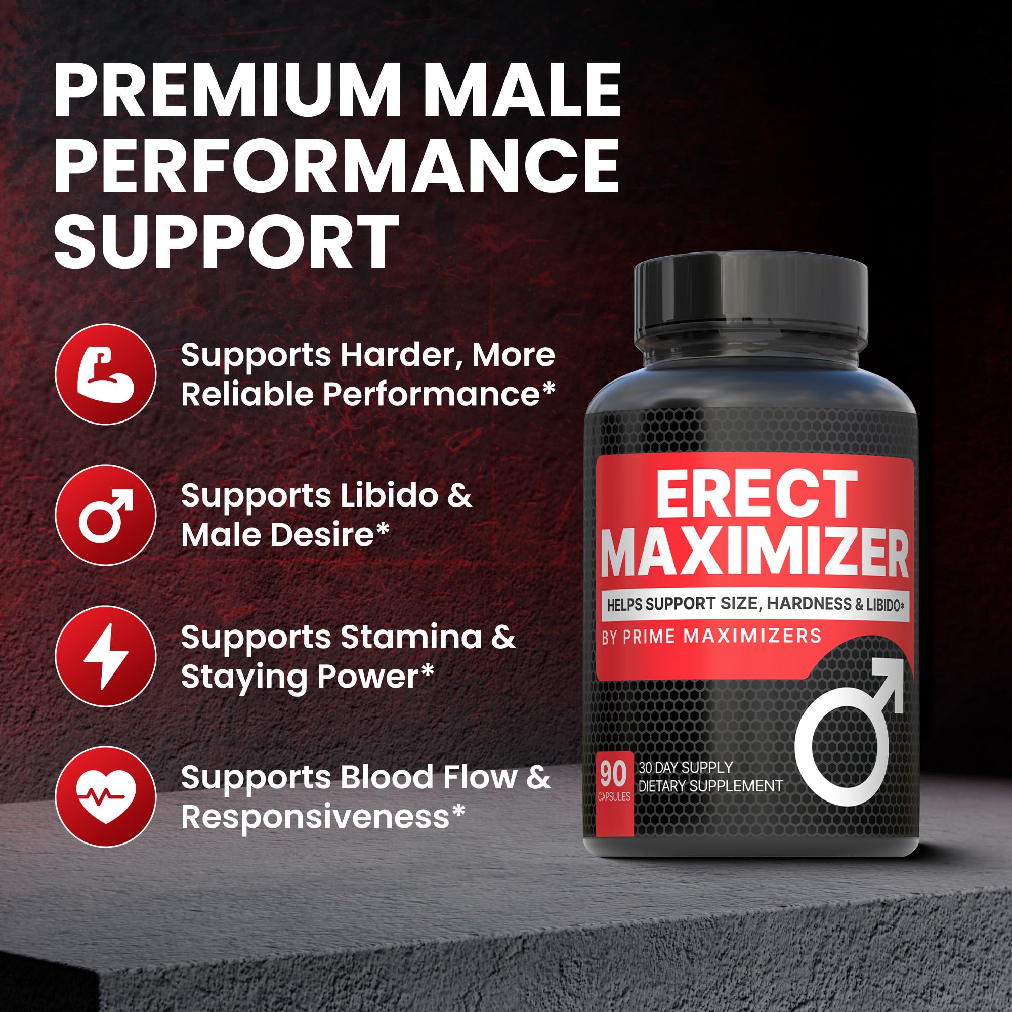 Premium Male Enhancement | Rapid Acting Blood Flow Support | Bigger, Rock Hard, Longer | 9 in 1 Intimacy Complex to Restore Confidence, California Manufactured, 3rd Party Tested – 90 Caps - TrustMedUSA