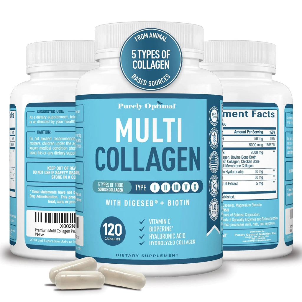 Premium Multi Collagen Peptides (Types I, II, II, V, X) - Collagen Pills for Skin Care, Hair Growth, Nails & Joints - Vitamin C, Hyaluronic Acid - TrustMedUSA