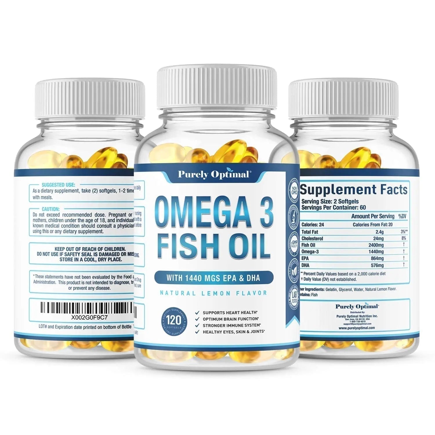 Premium Omega 3 Fish Oil Supplement 2400mg - Burpless Fish Oil Omega3 Softgels - TrustMedUSA