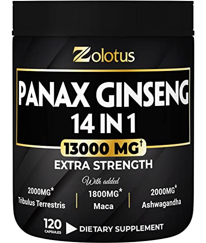 Premium Panax Ginseng 14 in 1, 13X Potency, High Strength Capsules with Horny Goat Weed - TrustMedUSA